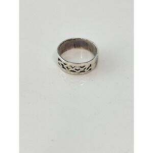 Vintage Sterling Silver 925 Band Ring Cutout Design Size 0.625" Unisex Jewelry